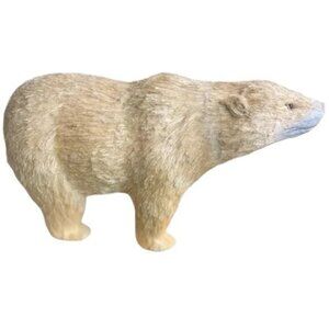 POLAR BEAR fiber sculpture wood feet 16” L x 8” H